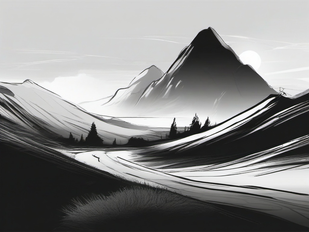 sketch drawing of scenery  minimal rough sketch scribbles,doodles,black and white