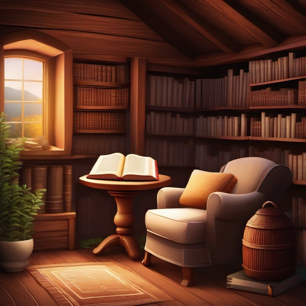 Bible clipart - Bible in a cozy reading nook  