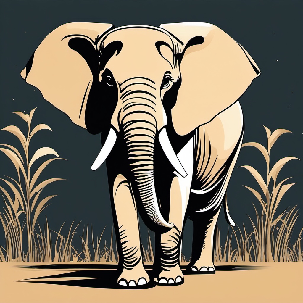 Elephant clipart - Gentle giant of the safari with impressive tusks, ,vector color clipart,minimal