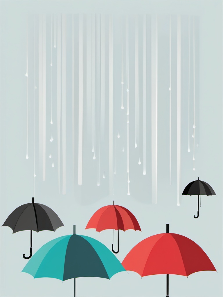 Umbrella Clipart - Opened umbrella protecting from a sudden downpour.  color clipart, minimalist, vector art, 