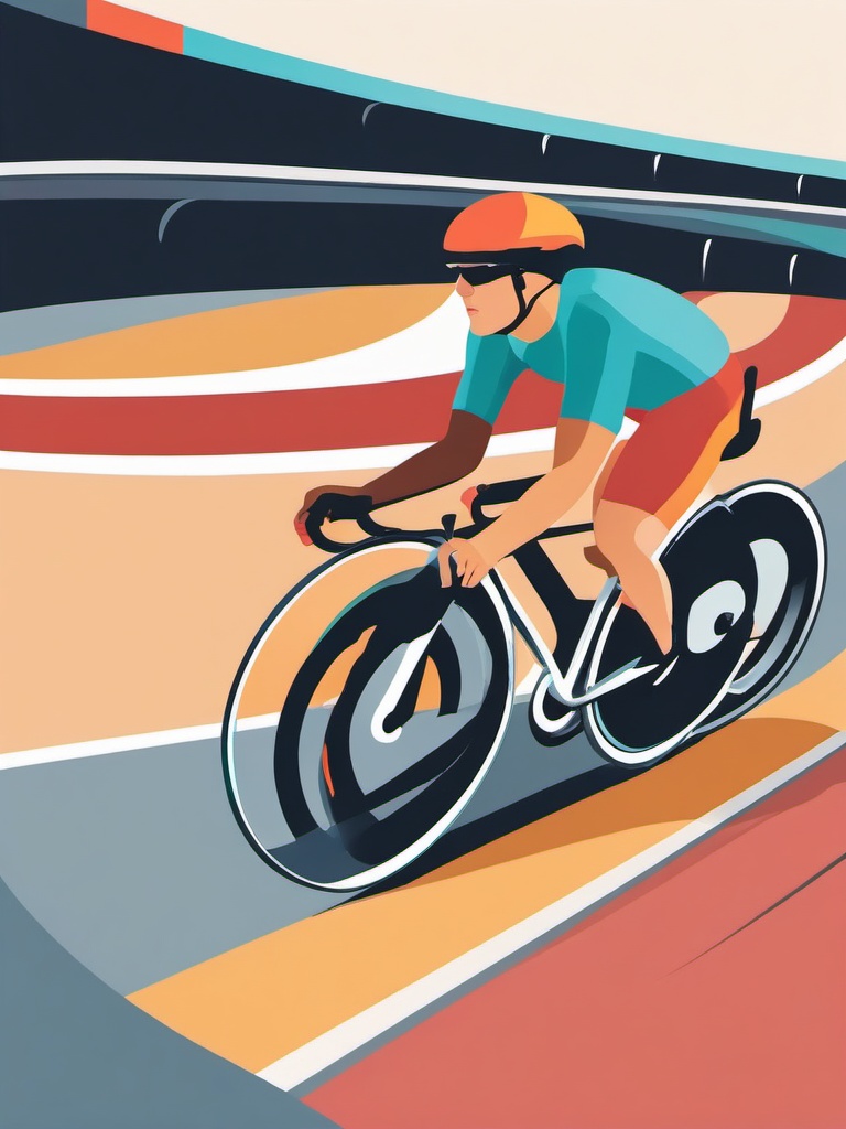 Track Cycling Velodrome Clipart - Track cyclists racing on a velodrome track.  color vector clipart, minimal style