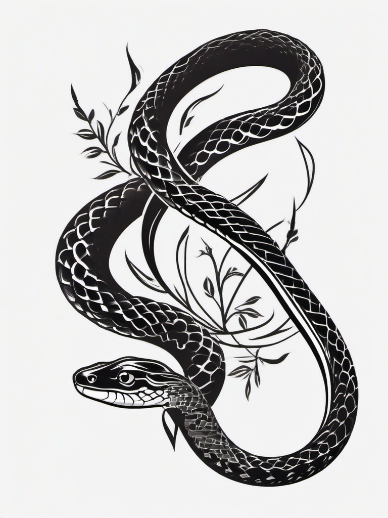 Trad Snake Tattoo - Traditional style snake tattoo.  simple vector tattoo,minimalist,white background