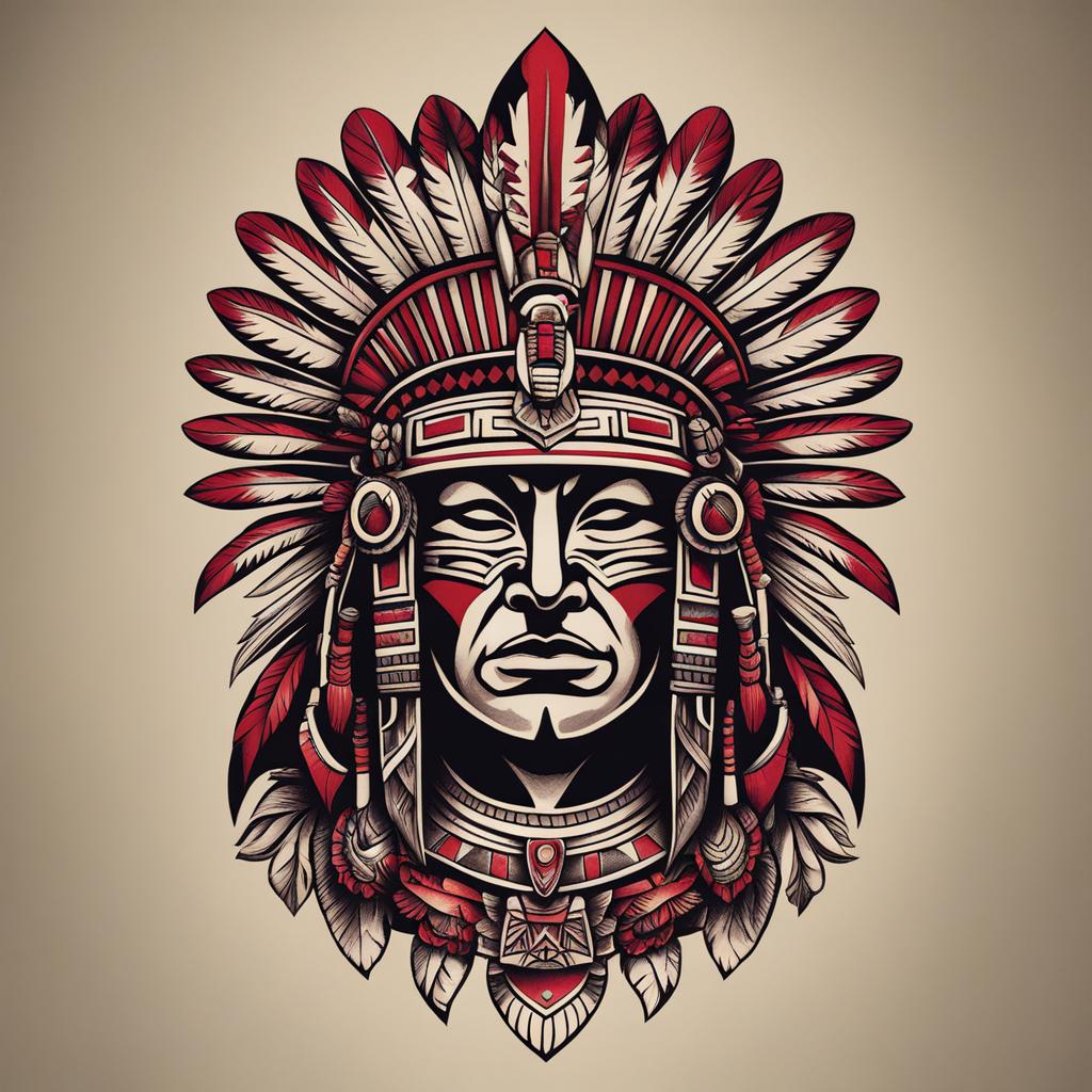 aztec warrior tattoo minimalist color design 