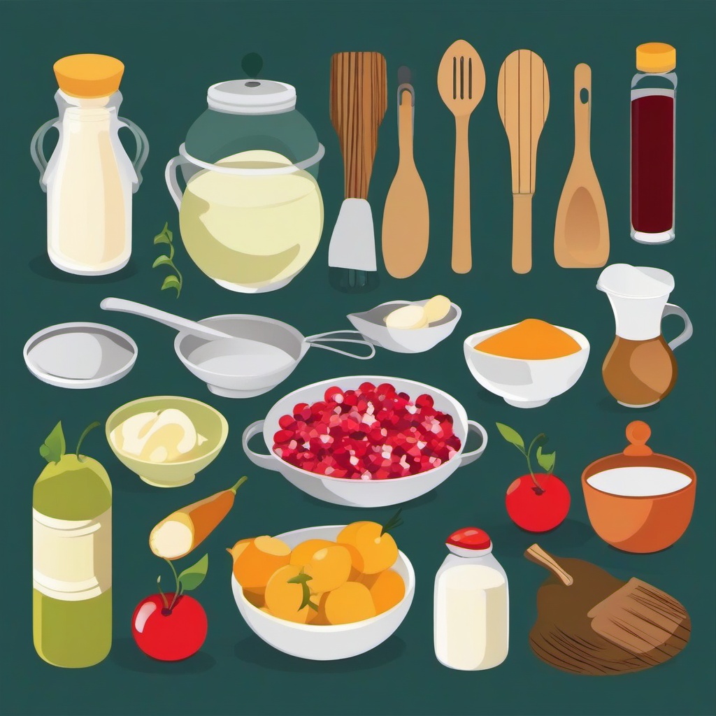 Cooking clipart - ingredients on a table  vector clipart