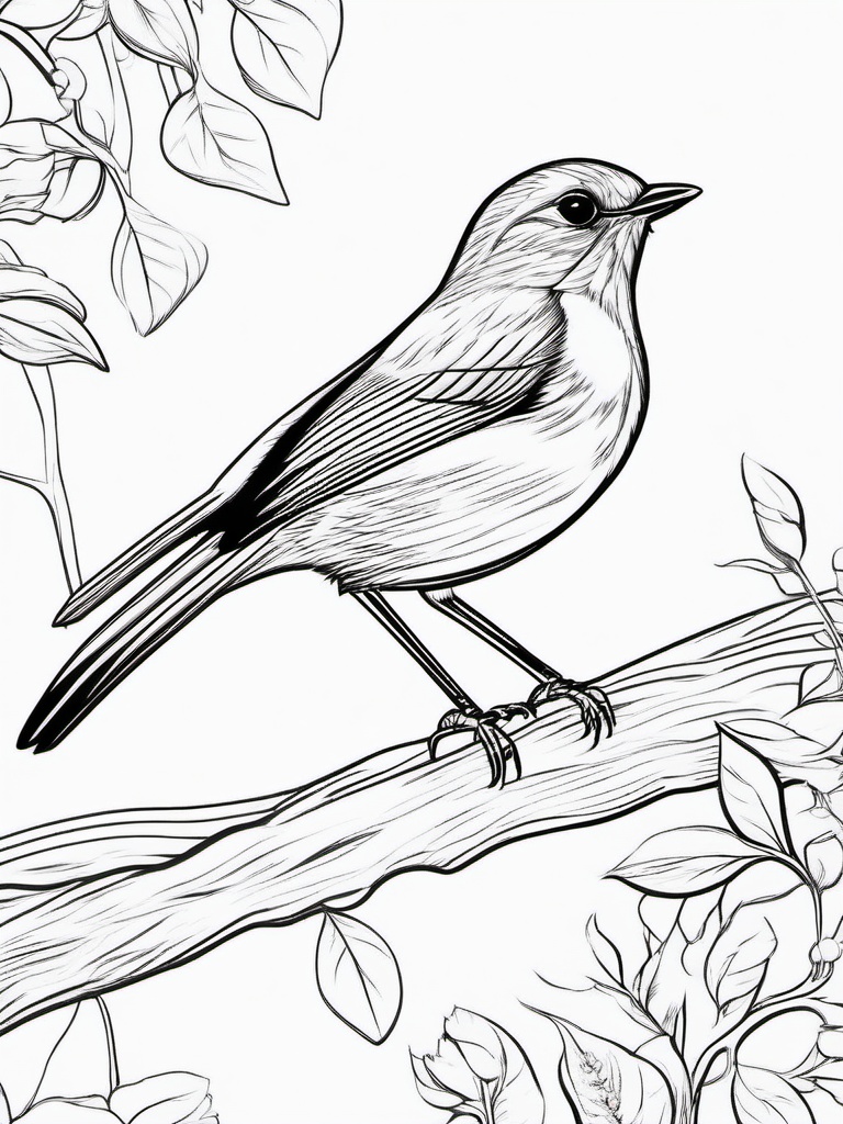 Robin Coloring Pages - Red Breasted Singing Bird  minimal black outline printable sheet, coloring page