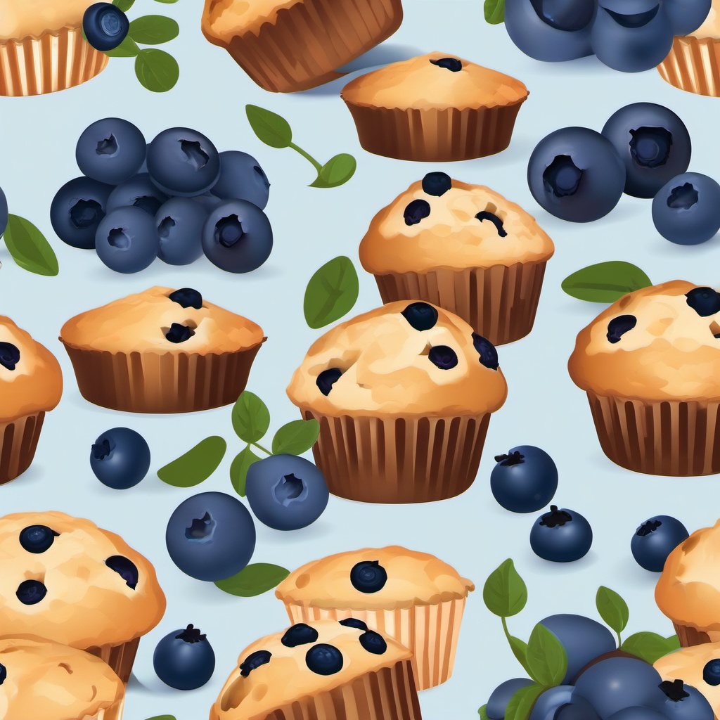 Blueberry Muffins with Berries Clipart - Muffins filled with fresh blueberries.  color vector clipart, minimal style