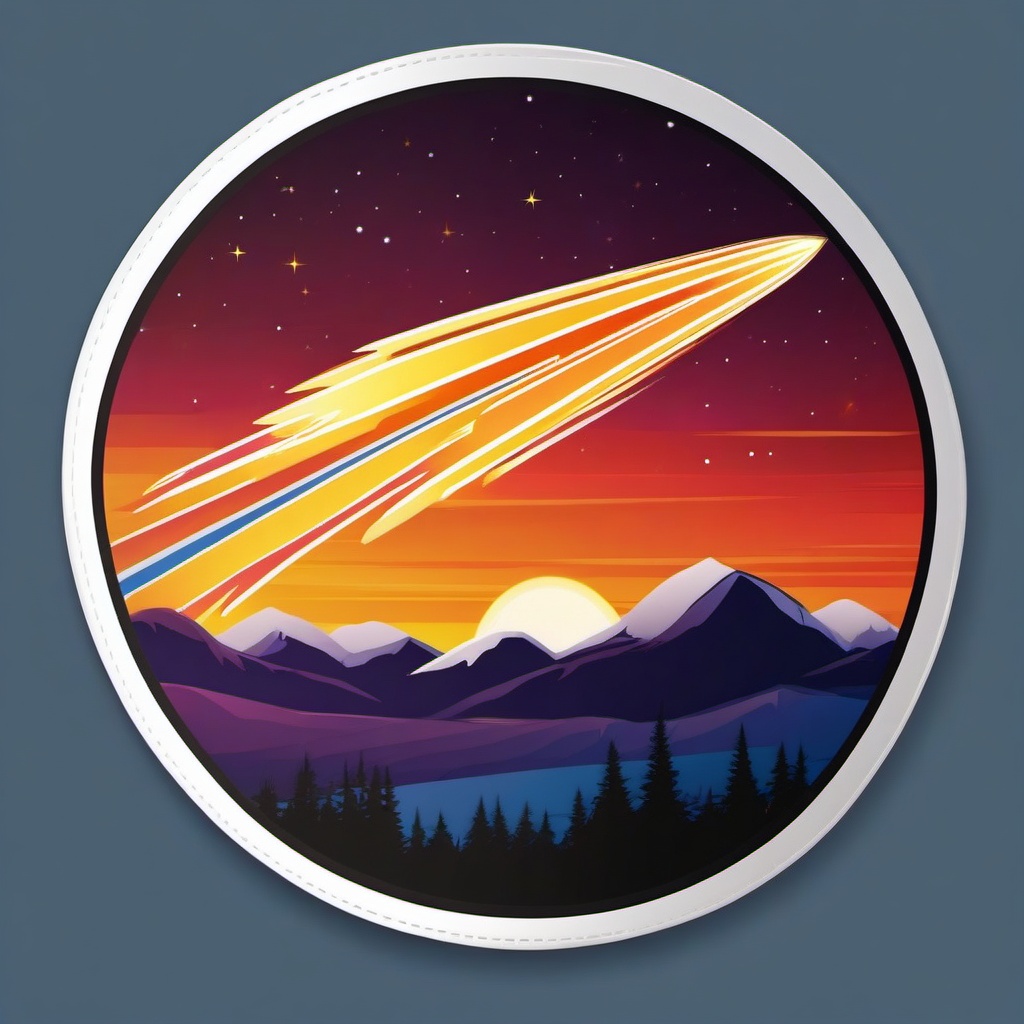 Comet Sticker - Bright comet streaking across the sky, ,vector color sticker art,minimal