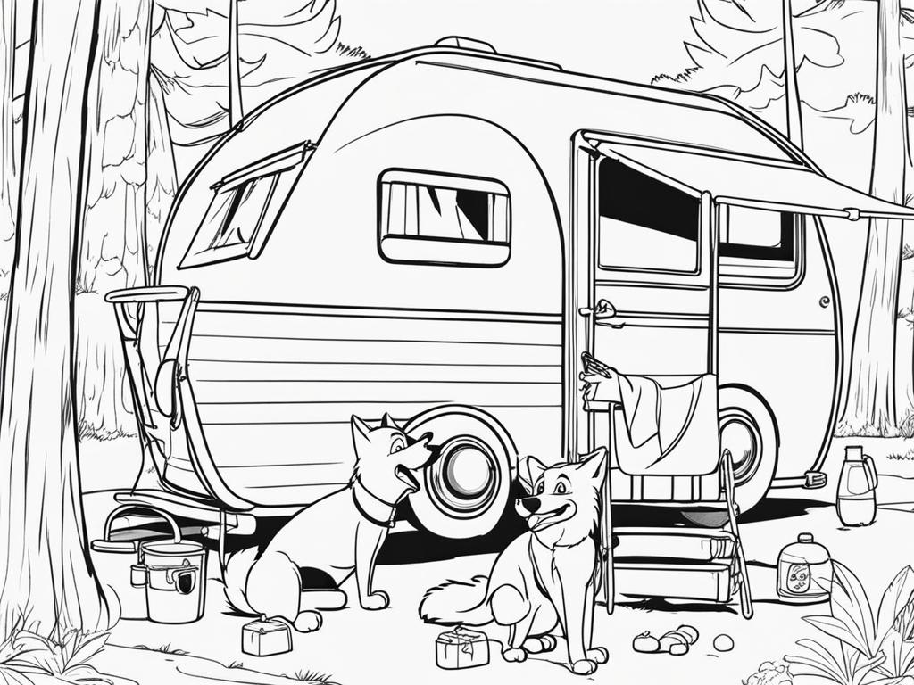 bluey coloring pages - bluey and bingo go on a camping adventure in the wilderness. 