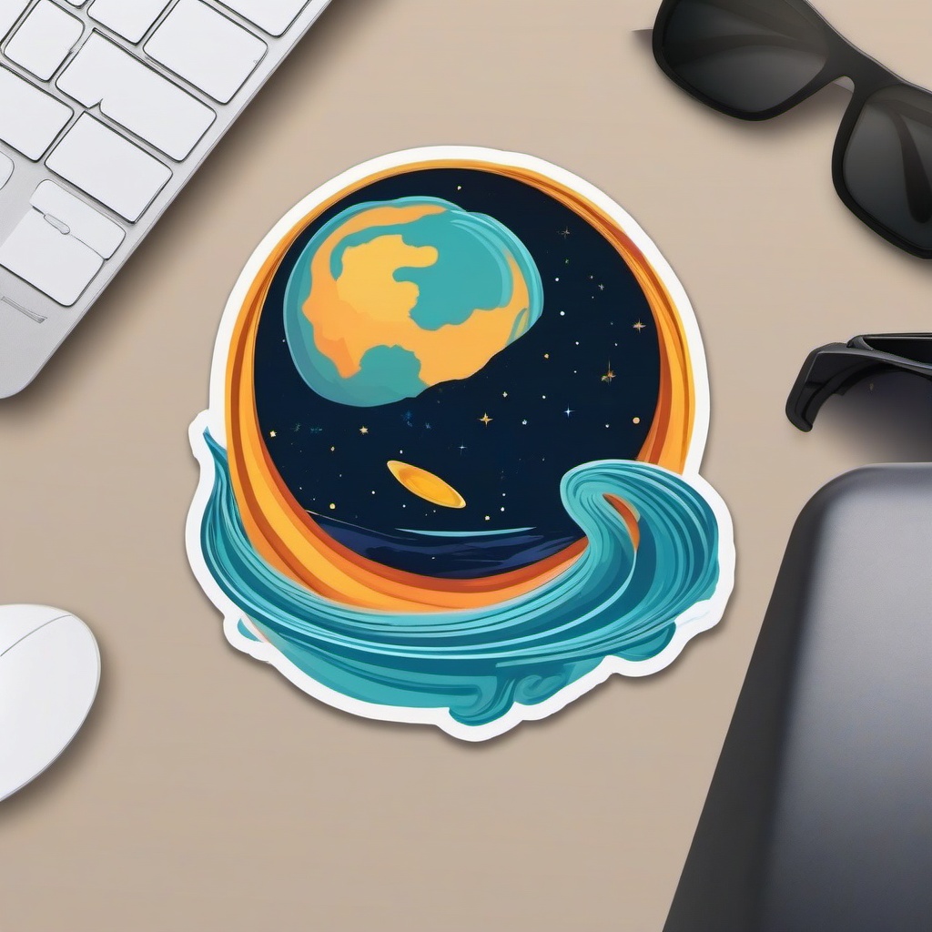 Neptune Sticker - Distant view of the planet Neptune, ,vector color sticker art,minimal