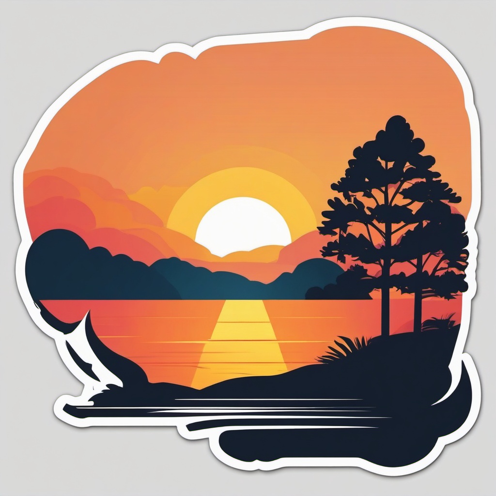 Sunrise on the horizon sticker- New day dawning, , sticker vector art, minimalist design