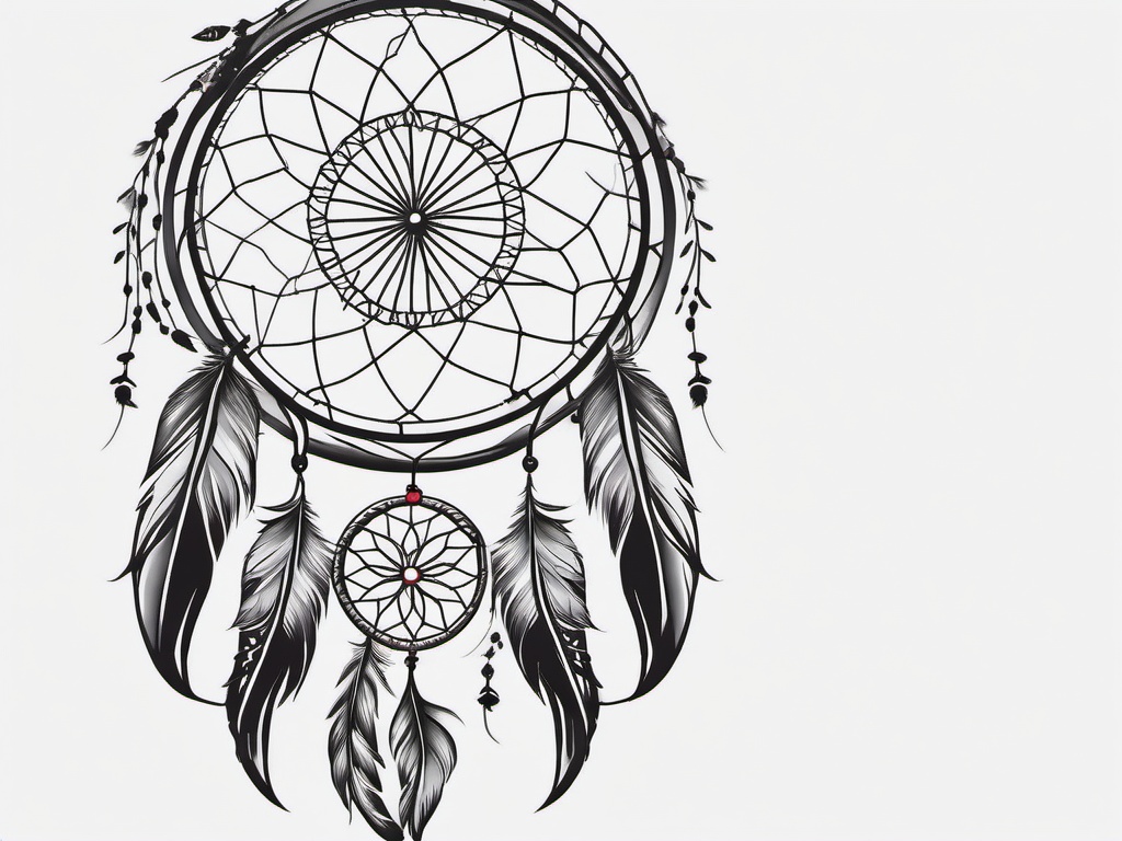 Beautiful Dream Catcher Tattoo - Tattoo featuring a beautifully designed dream catcher.  simple vector tattoo,minimalist,white background