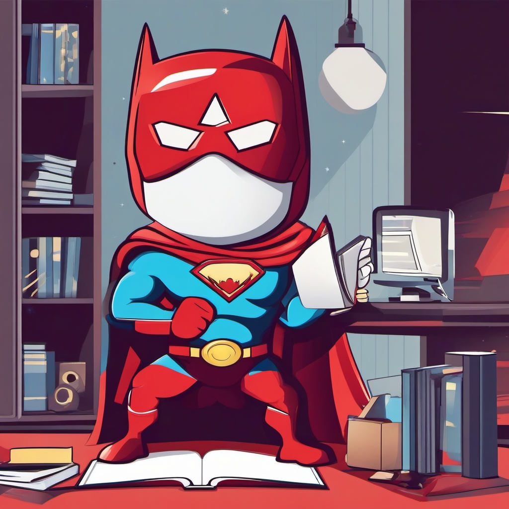 Superhero clipart - superhero investigating a mysterious case  color,minimalist,vector clipart