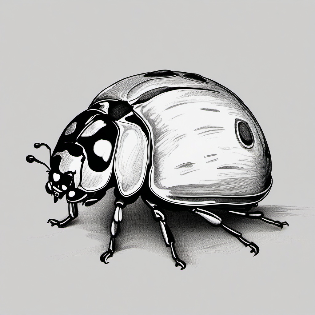 drawing of a lady bug  minimal rough scribbles,doodles,black and white