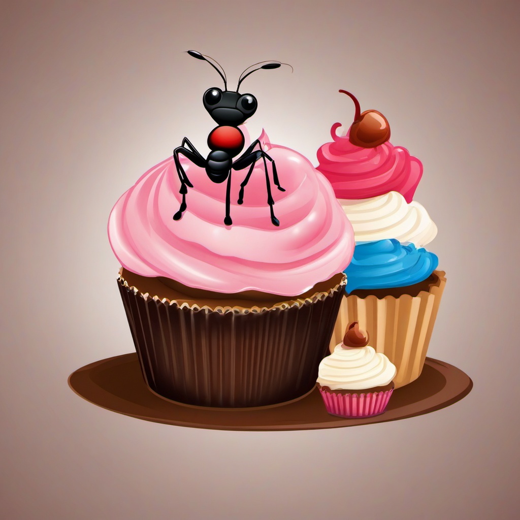 Ant clipart - ant with a cupcake  clipart