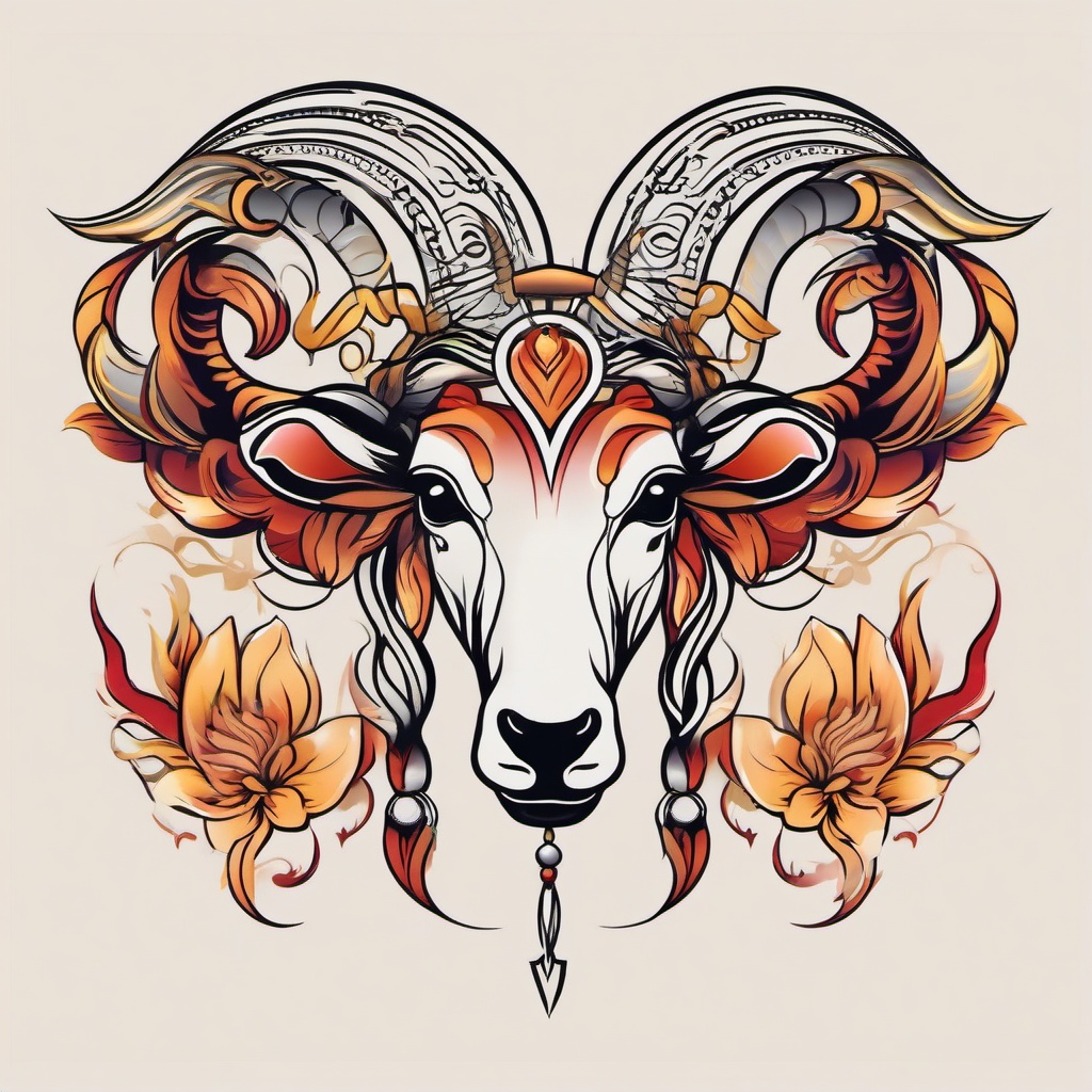 aries virgo tattoo  simple vector color tattoo