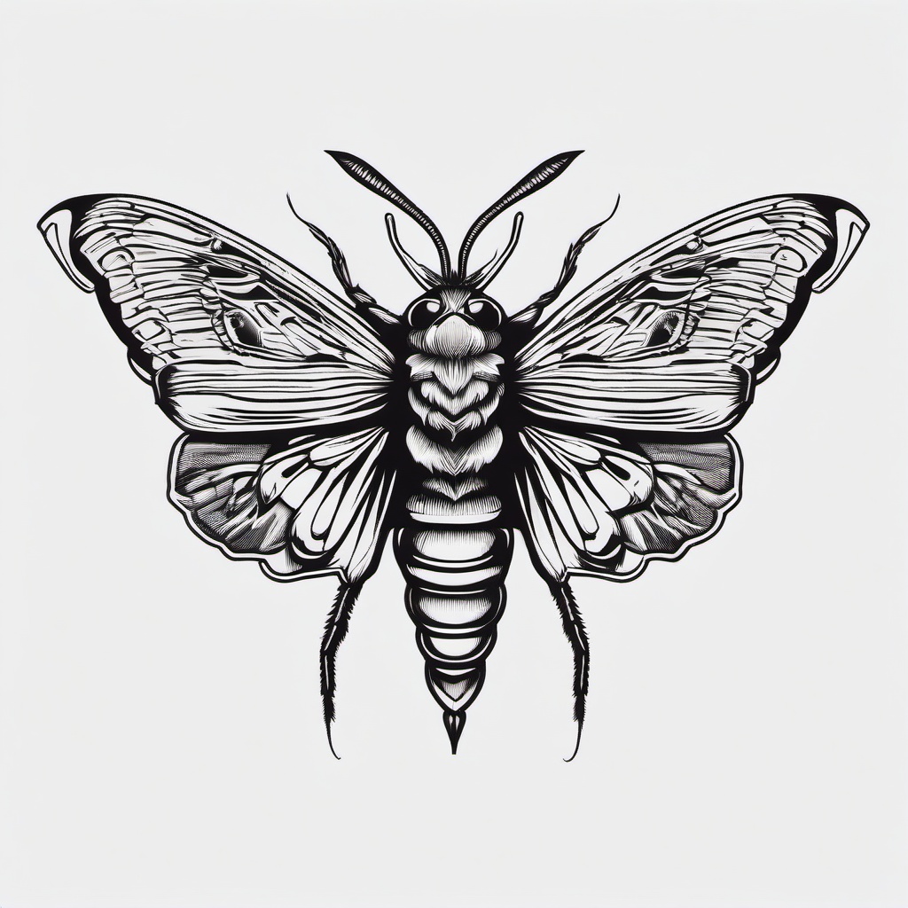 Death Head Moth Tattoo - Tattoo featuring a death head moth.  simple vector tattoo,minimalist,white background