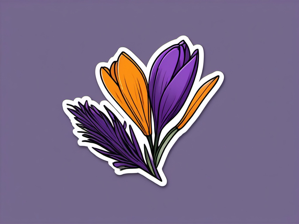 Saffron Crocus Sticker - Celebrate the delicate and purple blooms of saffron crocuses with this sticker, , sticker vector art, minimalist design