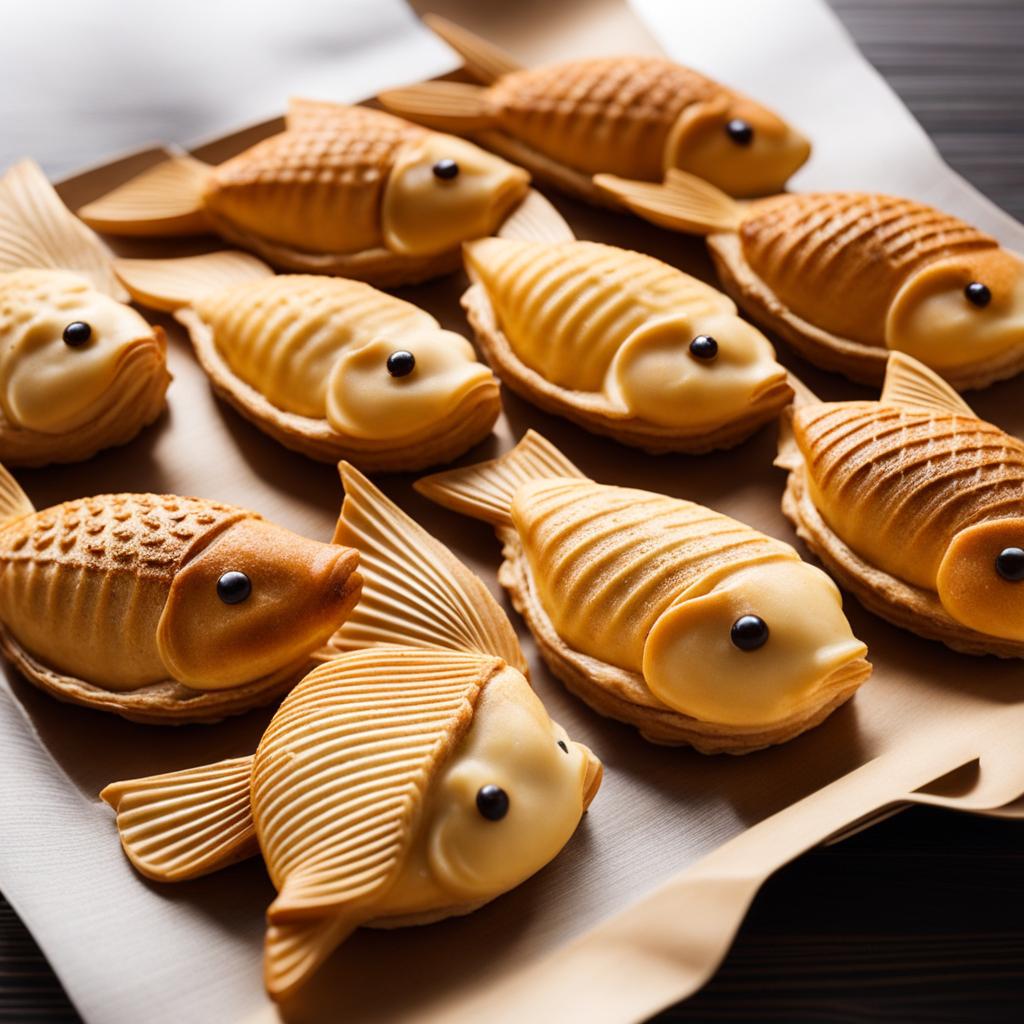 japanese taiyaki, fish-shaped pastries, savored at a traditional summer festival. 