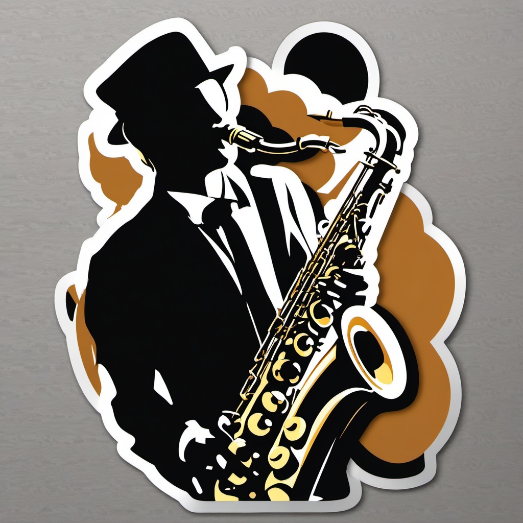 Saxophone Sticker - Jazzing up the atmosphere with the smooth and sultry saxophone, , sticker vector art, minimalist design