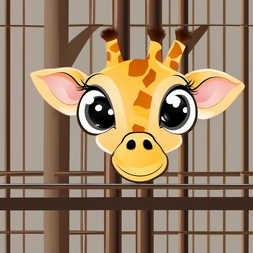 Giraffe clipart - giraffe head peeking over a fence  