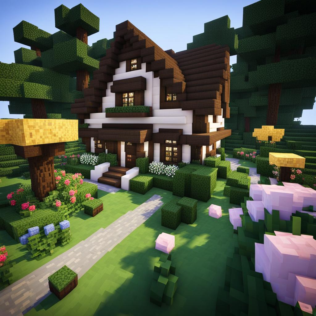 charming pretty house with flower-filled gardens - minecraft house design ideas minecraft block style