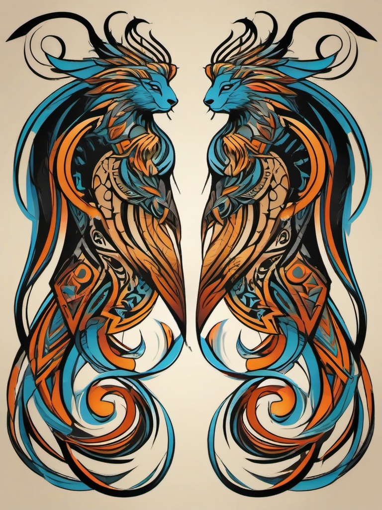 tribal tattoo gemini  simple vector color tattoo