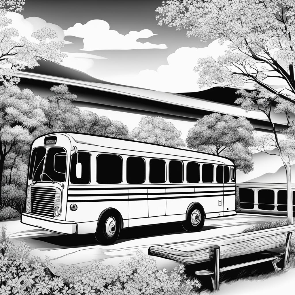 bus clipart black and white 