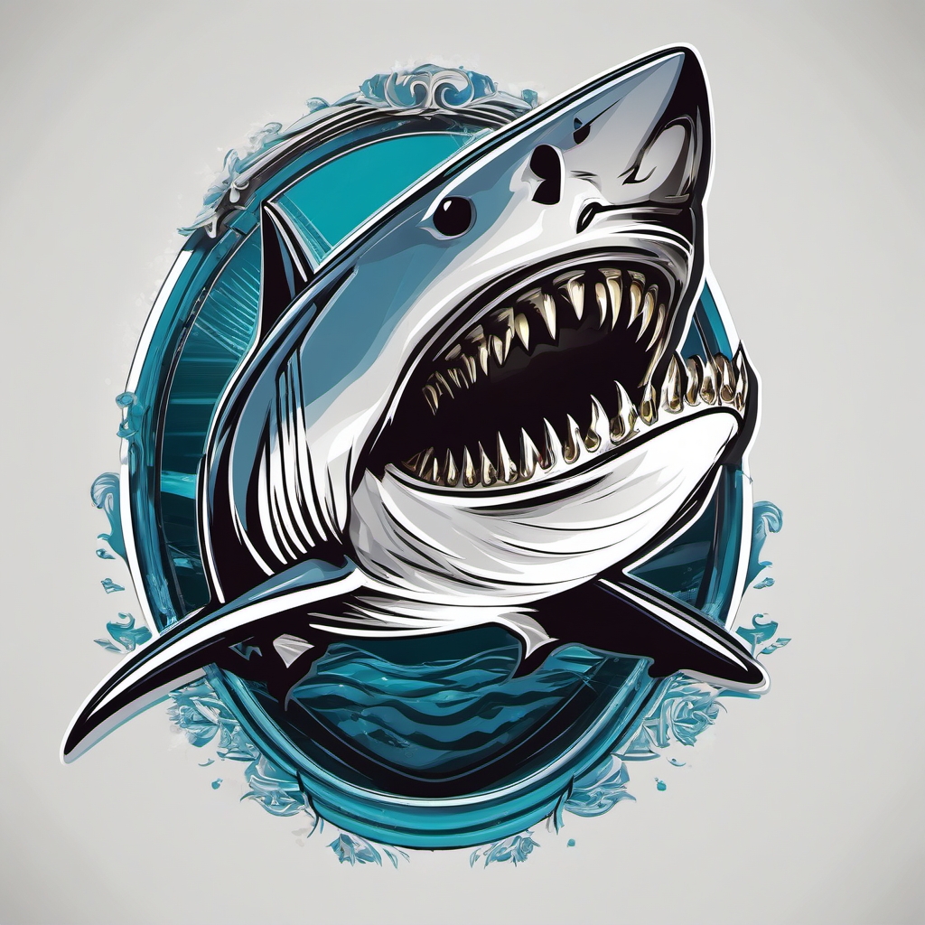 Shark Jaw - An artistic rendering highlighting the formidable jaws of a shark.  color vector clipart