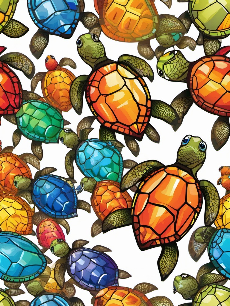 Turtle clipart - turtle with colorful shells  