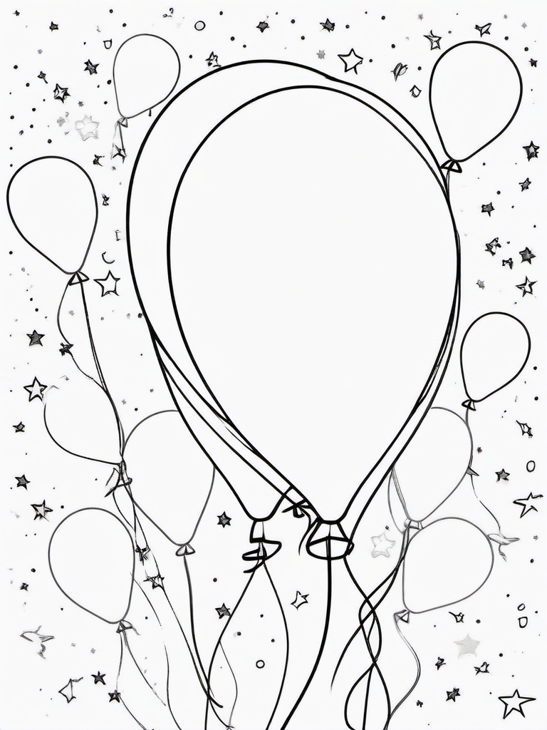 Birthday Balloons with Stars Coloring Pages - Balloons Covered in Stars and Sparkles  minimal black outline printable sheet, coloring page