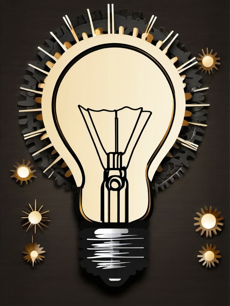 Light Bulb clipart - light bulb surrounded by gears and ideas  