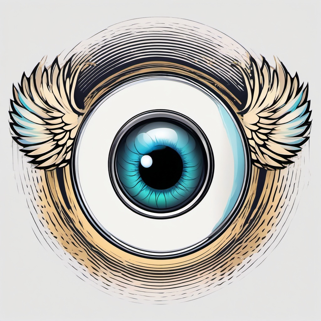 Eyeball clipart - eyeball with angel wings flying  color,minimalist,vector clipart