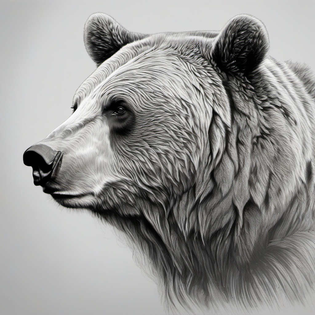 drawing of a North American brown bear  minimal rough sketch scribbles,doodles,black and white