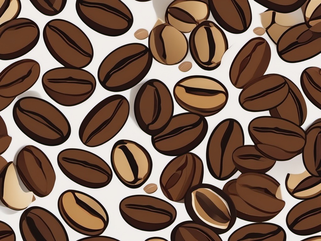 Coffee Beans Sticker - Scattered coffee beans illustration, ,vector color sticker art,minimal