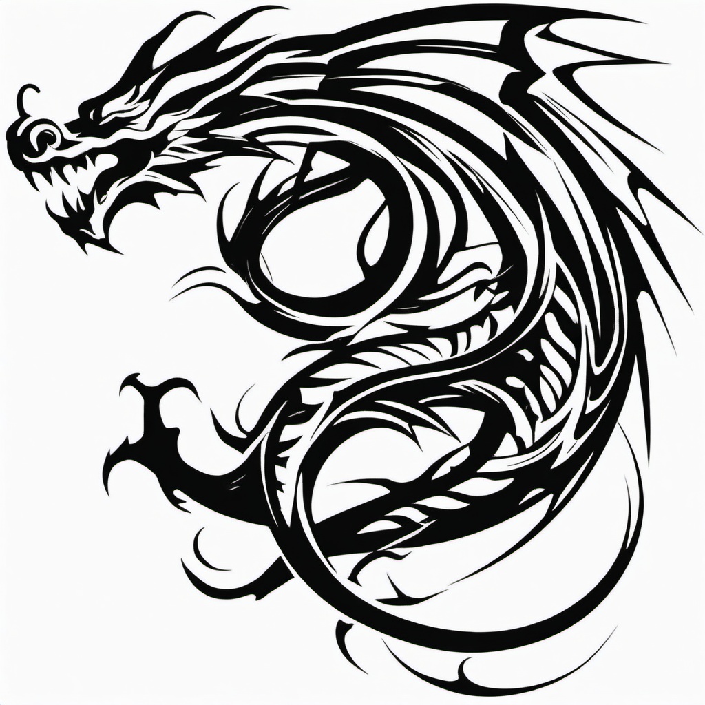 Tattoo Small Dragon - Compact and minimalist dragon tattoos suitable for smaller areas.  simple color tattoo,minimalist,white background