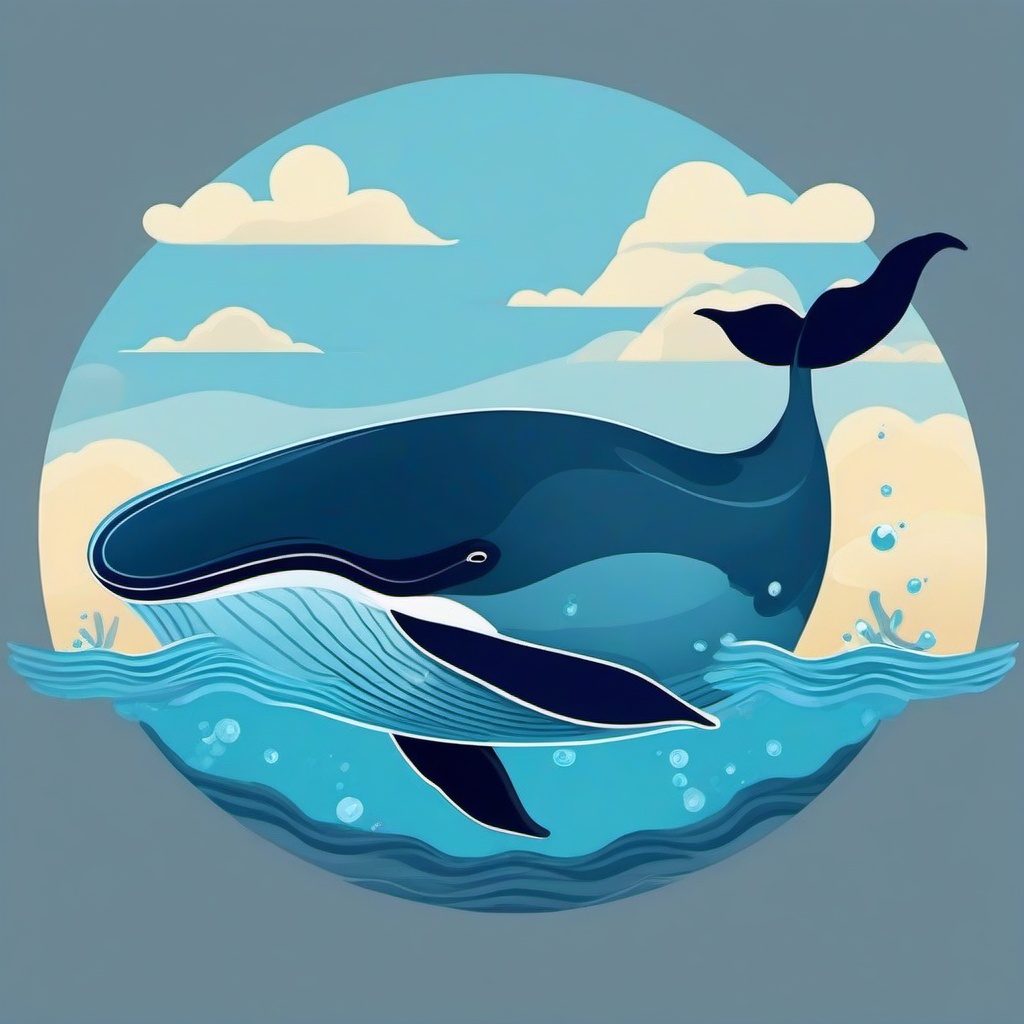 Whale cartoon - Whale gliding gracefully underwater  