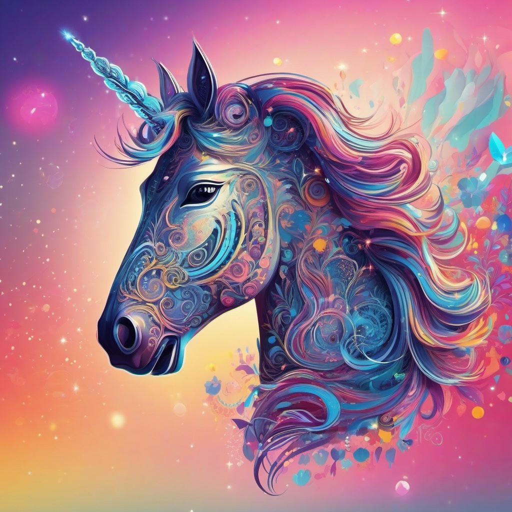 Cute Wallpaper for Laptop - Whimsical Cyber Unicorn Dreamscape in a Digital World  intricate patterns, splash art, wallpaper art