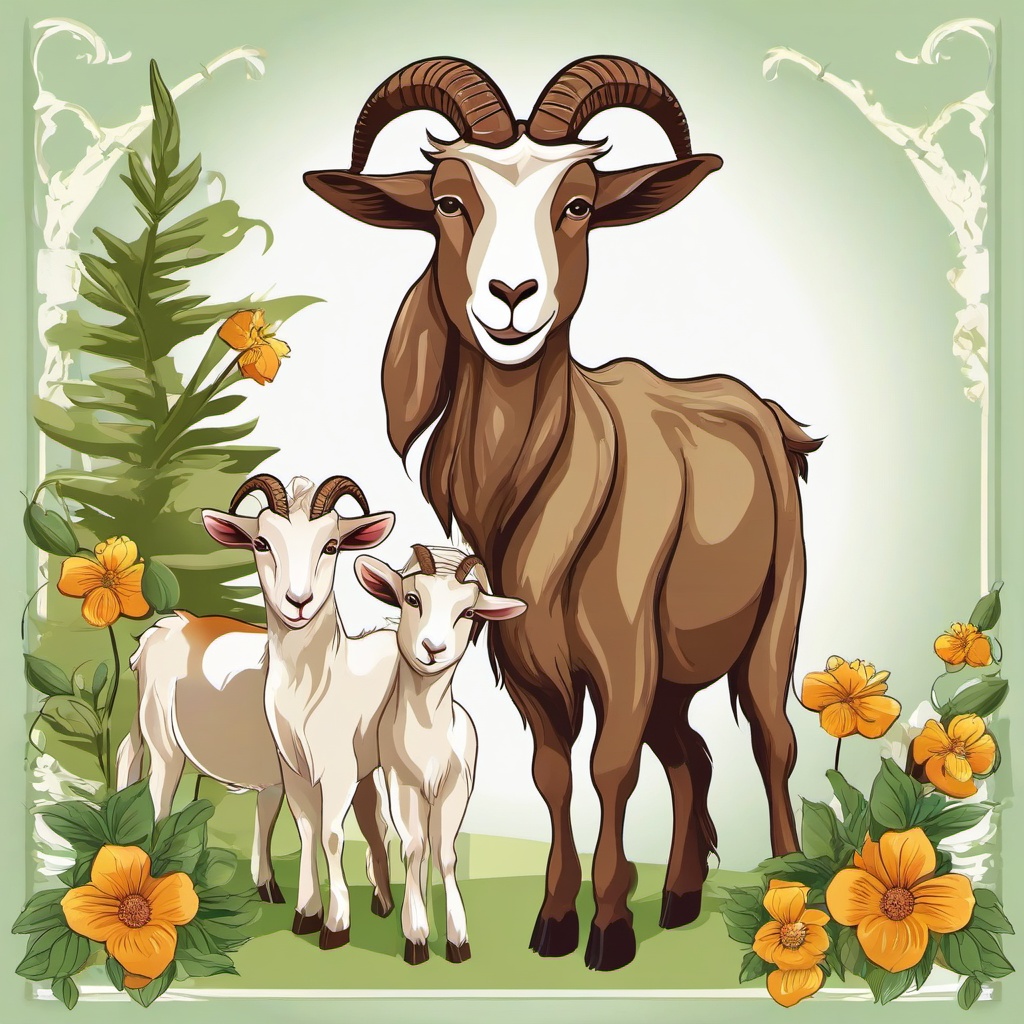 Goat clipart - goat with kids  clipart