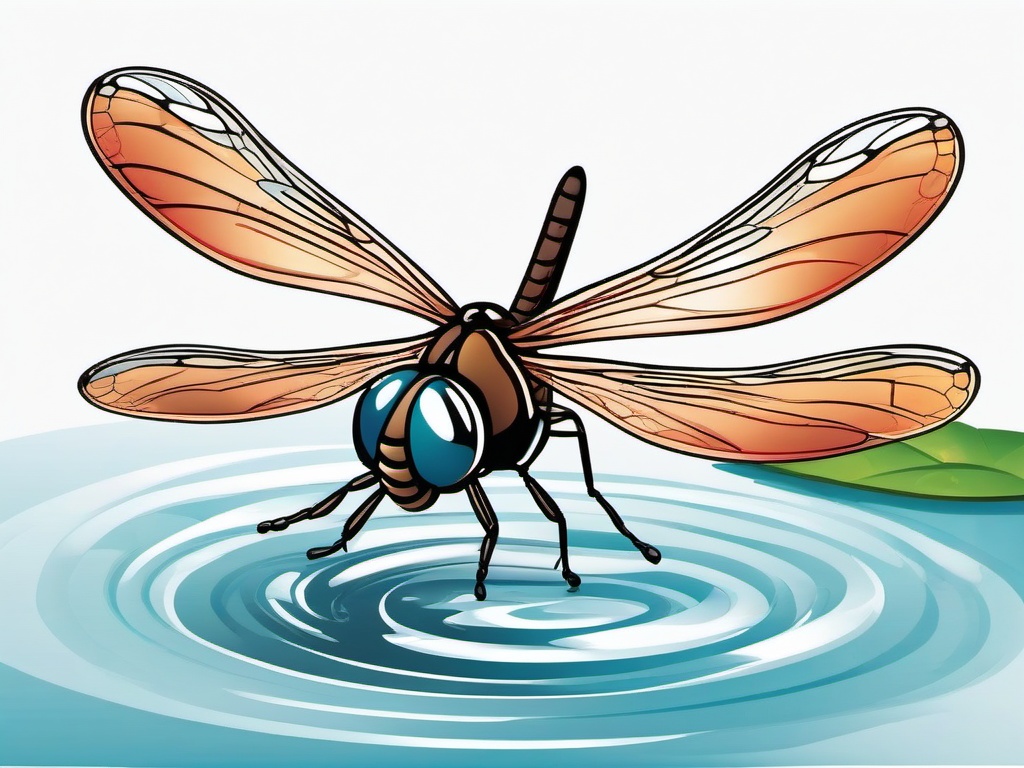 Bug clipart - Dragonfly flying over water.  vector style illustration, white background