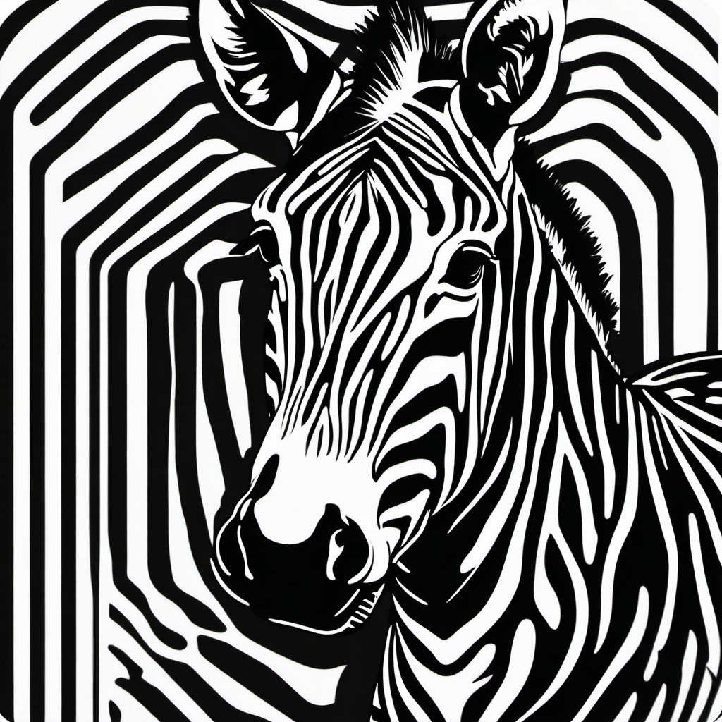 Zebra Sticker - A striking zebra with black and white stripes. ,vector color sticker art,minimal