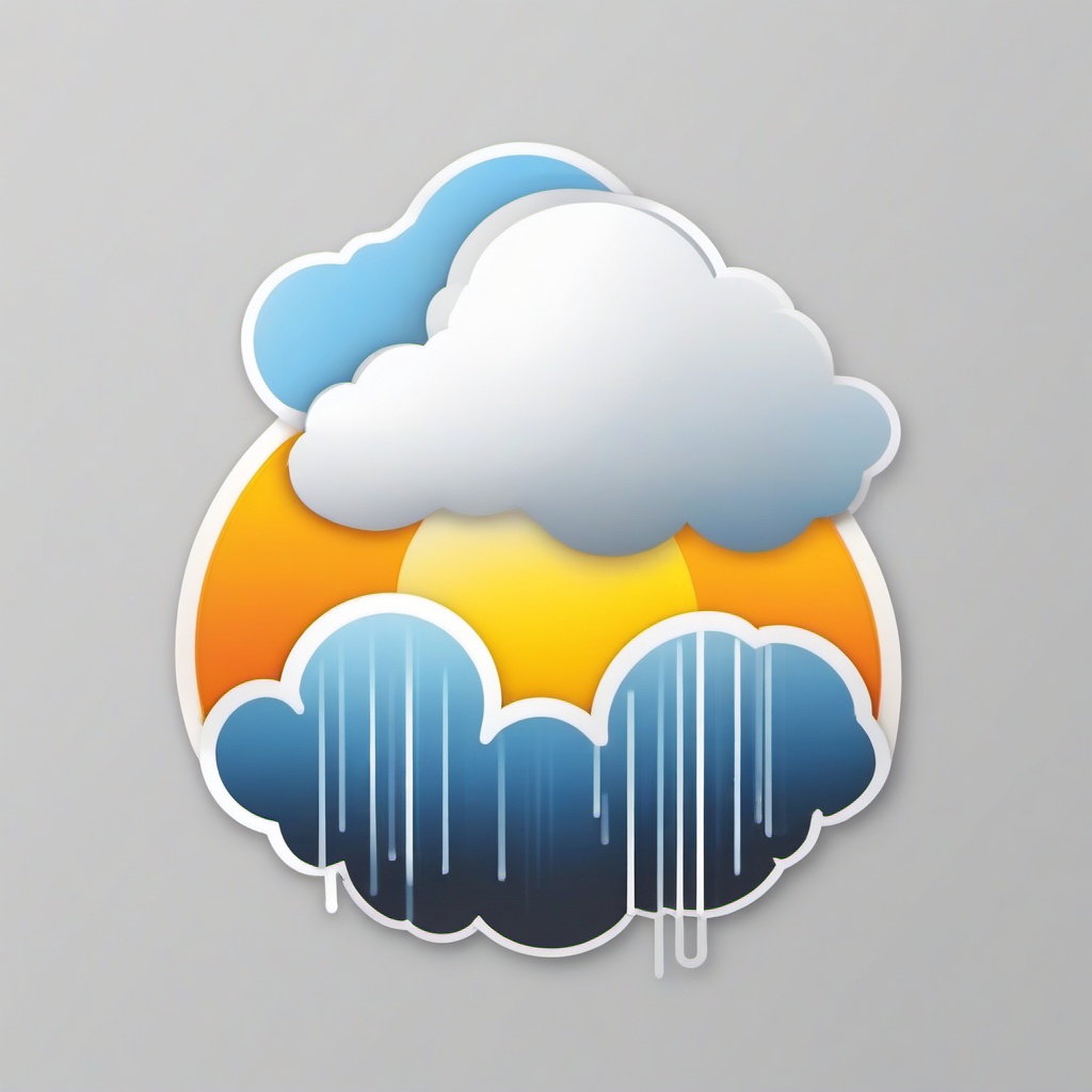 Sun Behind Cloud with Rain Emoji Sticker - Weather variation, , sticker vector art, minimalist design