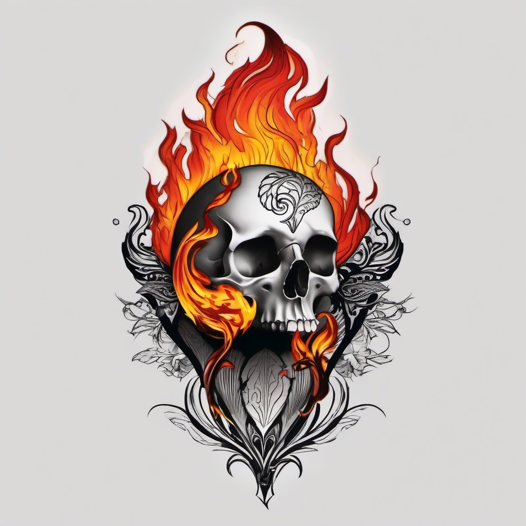 fire and earth tattoo  simple color tattoo,white background