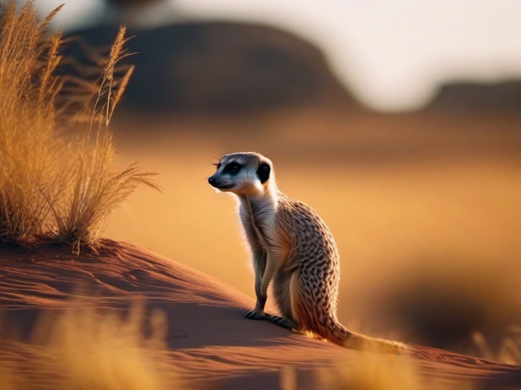 Cute Meerkat Standing Sentinel in the African Savanna 8k, cinematic, vivid colors