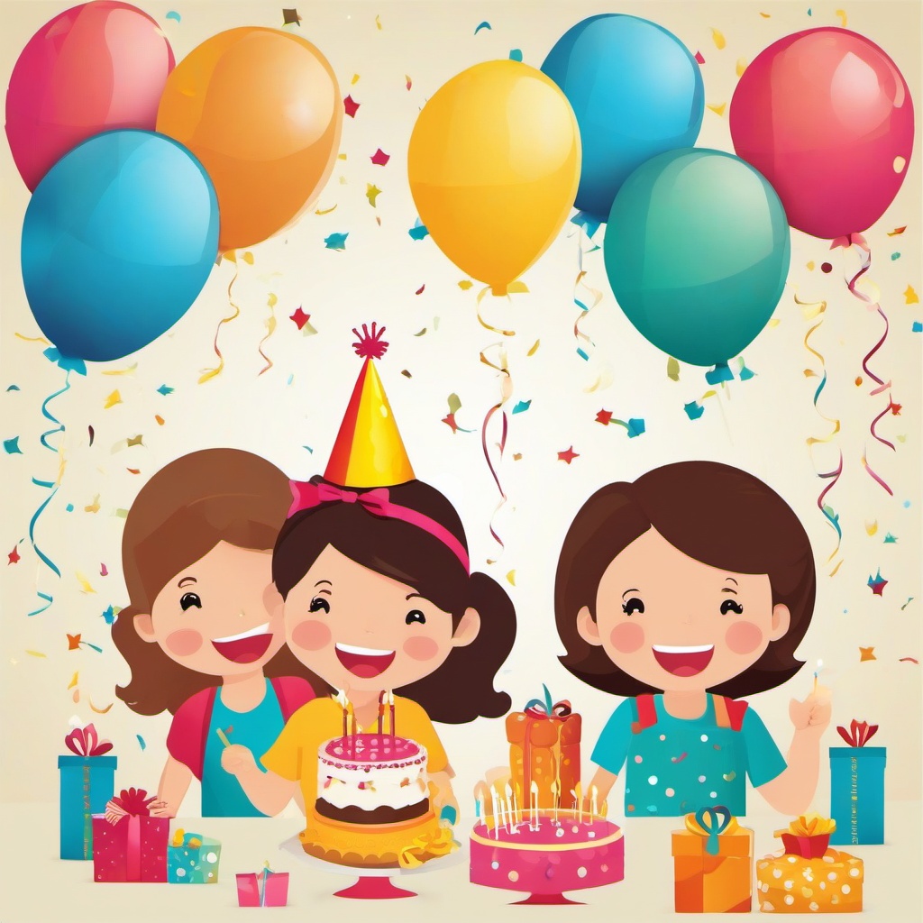 Celebration clipart - children’s birthday party with games  color,minimalist,vector clipart