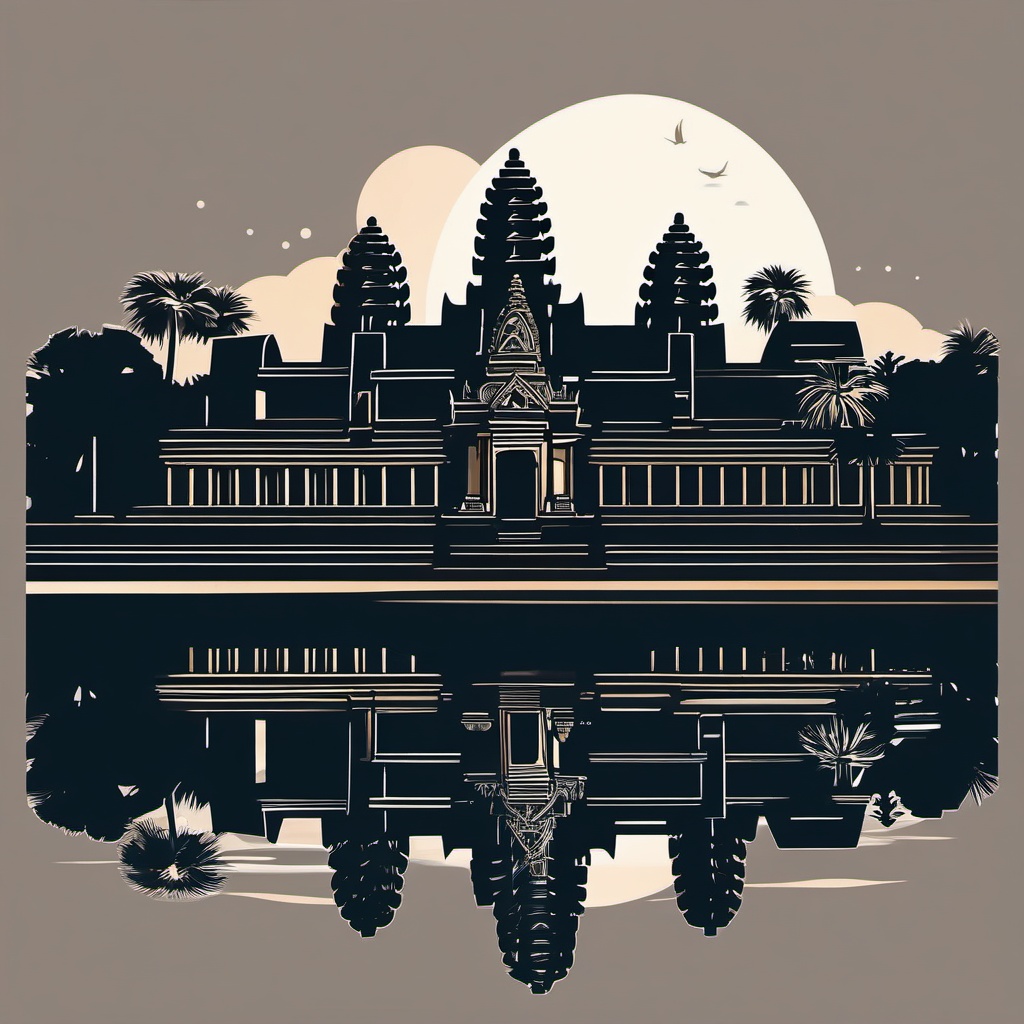 Angkor Wat sticker- Largest religious monument in Cambodia, , sticker vector art, minimalist design