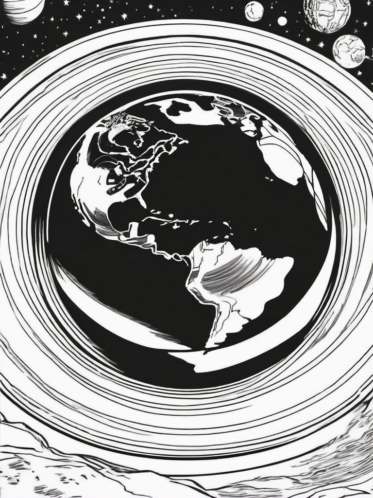 Earth Coloring Pages - Earth in an astronaut's view from space  simple coloring pages