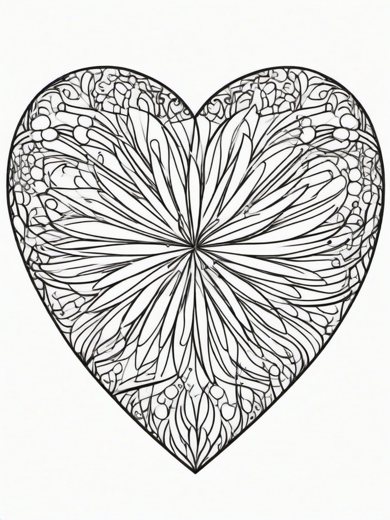 Heart with Fireworks Coloring Pages - Celebratory Hearts Bursting Like Fireworks  minimal black outline printable sheet, coloring page