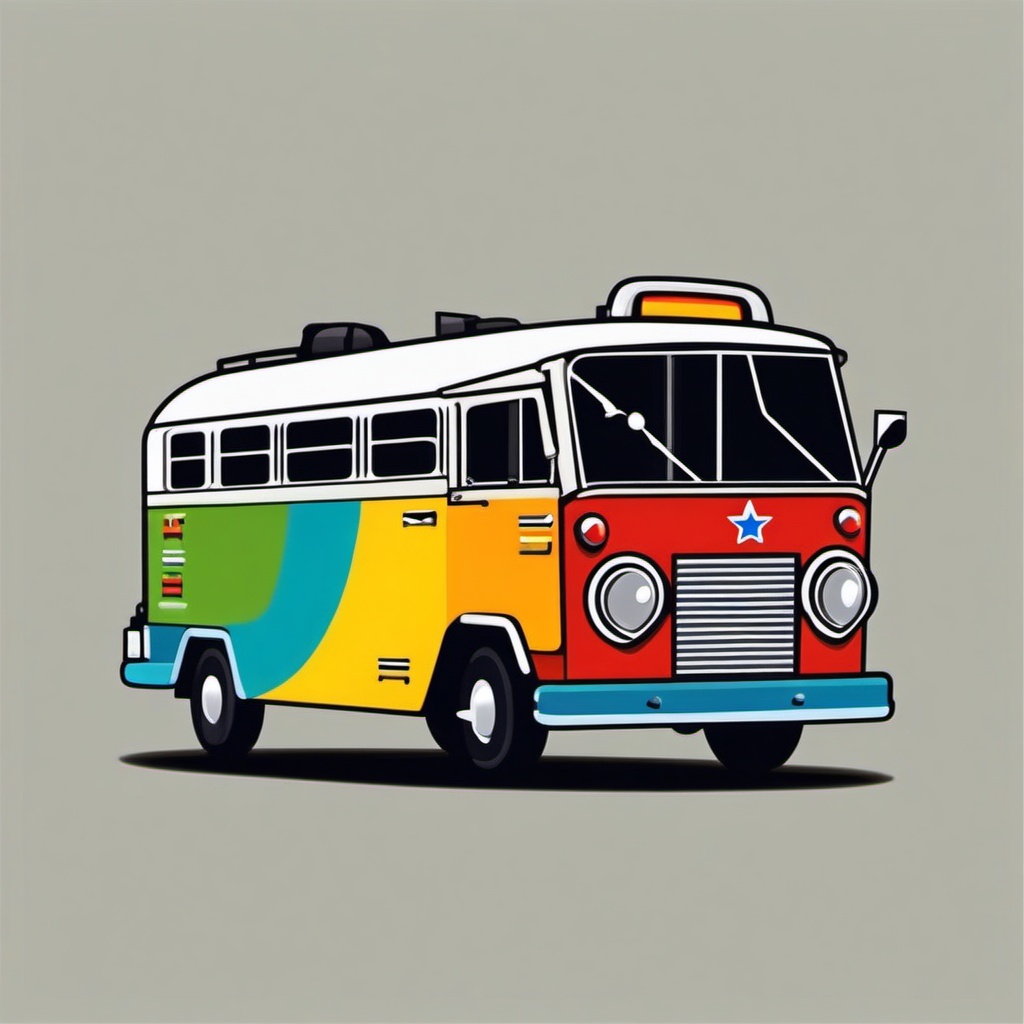 Jeepney Clipart - A colorful jeepney from the Philippines.  color vector clipart, minimal style