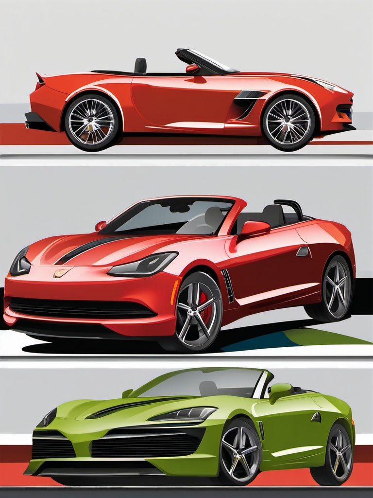 Convertible Sports Car Clipart - A convertible sports car with style.  color vector clipart, minimal style