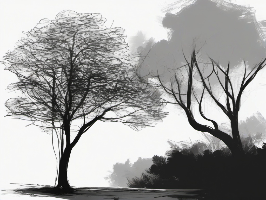 sketch drawing of tree  minimal rough sketch scribbles,doodles,black and white